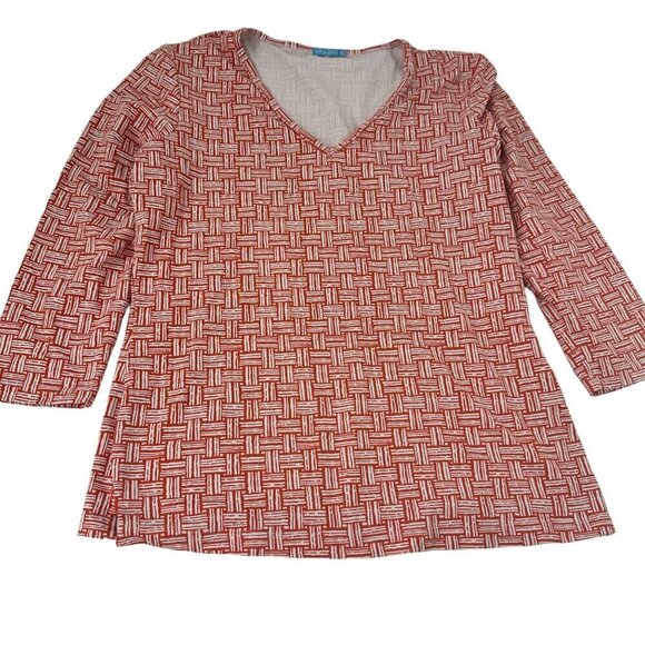 J. McLaughlin  Size Small Stretch Womens Long Sleeve V-Neck Tunic Top Red - Picture 2 of 11